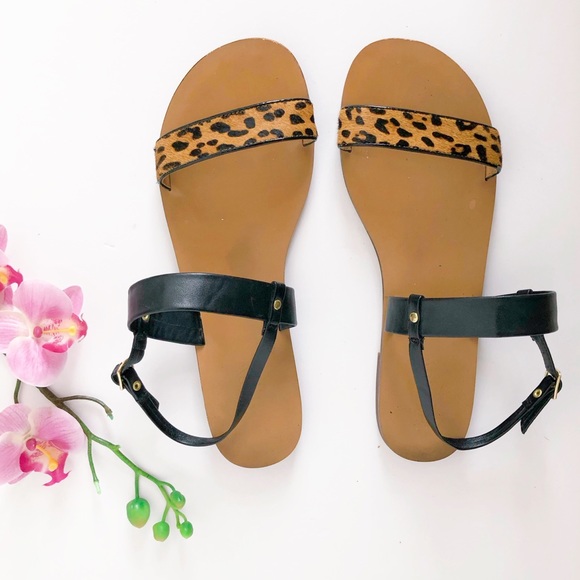 leopard and black sandals